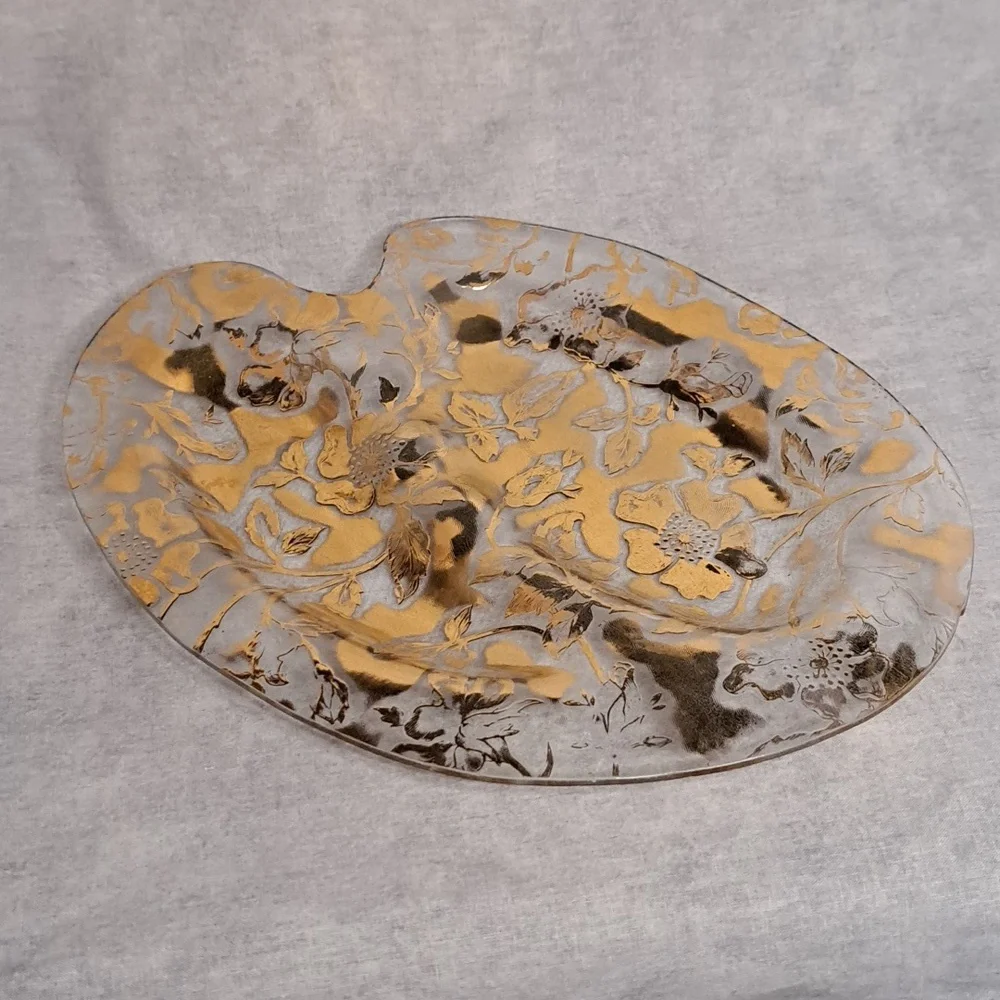 MCM Hollywood Regency 22K Gold Floral Serving Tray